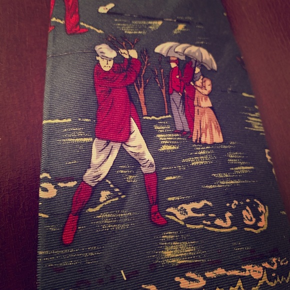 Vintage golf silk tie country club theme imported from Italy EUC - Picture 3 of 6